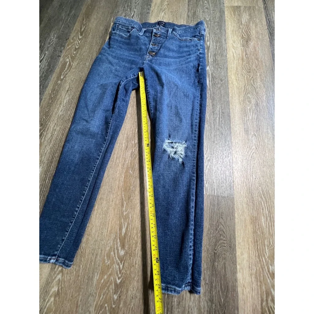 J.Crew Skinny Jeans Womens 31 Blue Good Distressed 9